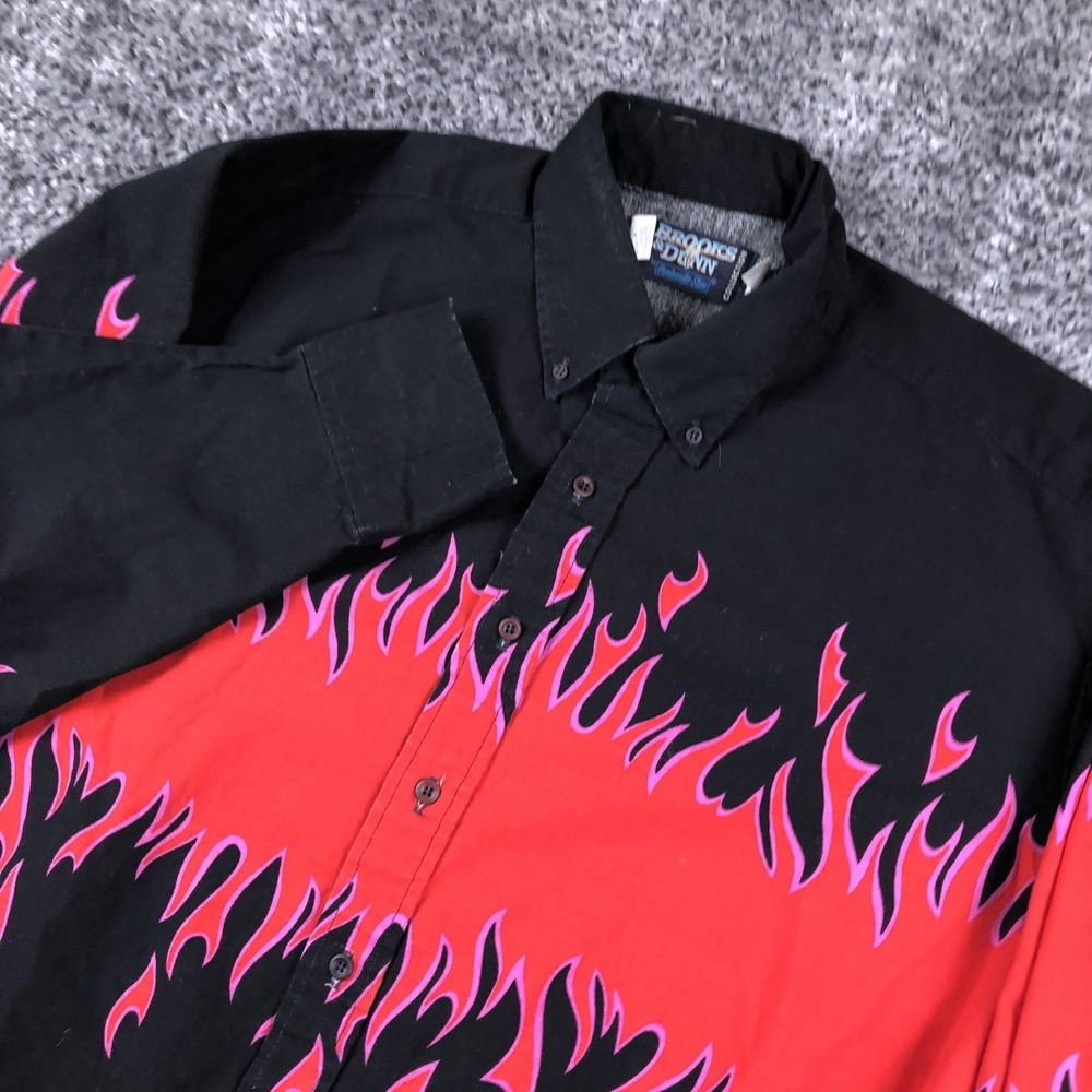 Brooks & Dunn Shirt Mens XL Black Flame Graphic Long Sleeve Western Button USA